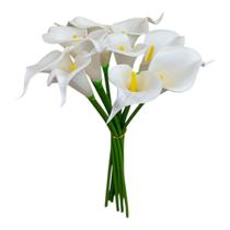 Buquê Copo de Leite com 10 Flores em Toque Real Ramalhete Artificial Permanente Plantas - Lidernet