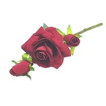 Buquê de 5 rosas aveludadas com botões 34cm - vermelha