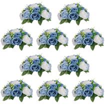 Buquê de arranjo de bolas de flores NUPTIO, 10 peças de azul empoeirado