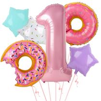 Buquê de balão Dripykiaa Donut, 1 ano, rosa, 6 unidades Buquê de balão Dripykiaa Donut, 1 ano, rosa, 6 unidades