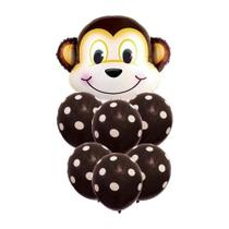 Buque de Balões Animal Print 24"- Macaco - 01 Balão Metalizado + 6 Balões Látex - Partiufesta - Rizzo Buque de Balões Animal Print 24"- Macaco - 01 Balão Metalizado + 6 Balões Látex - Partiufesta - Rizzo