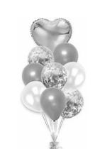 Buquê de Balões Balão Prata com 9 Peças - KOPECK
