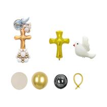 Buquê De Balões Cruz Dourada 40 Peças Decoração Branca Elegante Para Eventos Religiosos Celebração Buquê De Balões Cruz Dourada 40 Peças Decoração Branca Elegante Para Eventos Religiosos Celebração