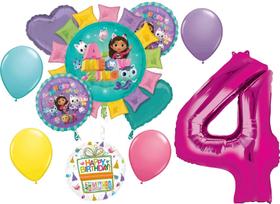 Buquê de balões de suprimentos para festas Anagrama do 4º aniversário de Gabby