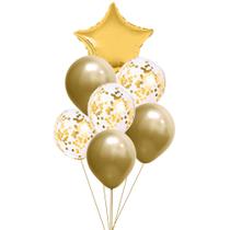 Buquê de Balões Metalizados Dourado - 7 Balões