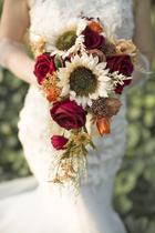 Buquê de casamento Ansofi Vintage Sunflower Bride Burgundy Rose Buquê de casamento Ansofi Vintage Sunflower Bride Burgundy Rose
