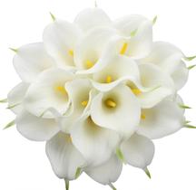 Buquê de casamento Duovlo, 20 peças, Calla Lily Bridal, látex, flores artificiais, decoração de festa em casa (branco)