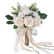 Buquê de Casamento GLIDLION Rosas Artificiais Diâmetro 17 cm