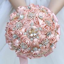 Buquê de casamento Mhojpik 9.8 Flor de rosa artificial rosa pêssego