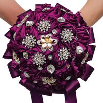 Buquê de casamento Mhojpik 9.8 Flor de rosa artificial violeta vermelha