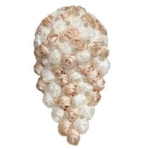 Buquê de casamento nupcial, elegantes rosas de cetim, strass
