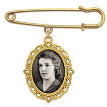 Buquê de casamento Photo Charm Pin MemoriPix Gold Memorial Buquê de casamento Photo Charm Pin MemoriPix Gold Memorial