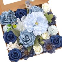 Buquê de casamento Serwalin Dusty Blue com flores artificiais