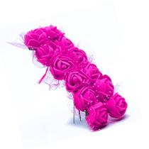 Buque de flor 2,5 cm eva fúcsia com 12 peças