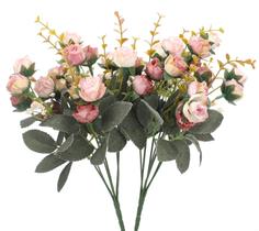 Buquê de flores artificiais Duovlo Mini Rose 21 cabeças x2 rosa