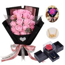 Buquê de flores artificiais EIGHTOWN Roses com colar de amor Buquê de flores artificiais EIGHTOWN Roses com colar de amor