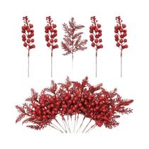 Buquê De Flores Artificiais Glitter Berrie 5 Peças Enfeites Para Árvore De Natal Decoração Para Casa Buquê De Flores Artificiais Glitter Berrie 5 Peças Enfeites Para Árvore De Natal Decoração Para Casa