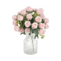 Buquê De Flores Artificiais Rosa Pink Em Seda Para Decoração De Casa, Casamento, Festa, Arranjo DIY