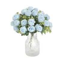 Buquê De Flores Artificiais Rosa Pink, Flores De Seda Falsas Para Decoração De Casa, Casamento,