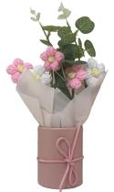 BUQUE DE FLORES CROCHE COM LED Cor:Pink - Genérica BUQUE DE FLORES CROCHE COM LED Cor:Pink - Genérica