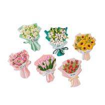 Buquê de flores de resina 3D com ímãs de geladeira, conjunto de 6