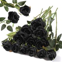 Buquê de flores de seda artificial Hawesome Roses 12 unidades pretas Buquê de flores de seda artificial Hawesome Roses 12 unidades pretas