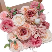 Buquê de flores de seda com peônias rosas artificiais Serwalin