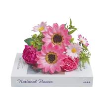 Buquê De Flores De Seda Peônia, Girassol E Margarida 1/3 Peças Flores Artificiais De Outono