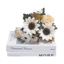 Buquê De Flores De Seda Peônia Girassol Margarida 1/3PCS Flores Artificiais De Outono Decoração Para