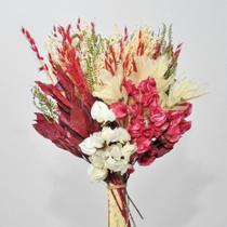 Buquê de flores desidratadas vermelho e verde