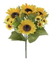 BUQUE DE FLORES GIRASSOL X13 AMARELO 30cm