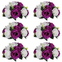 Buquê de flores NUPTIO Fake Flower Ball com 15 cabeças roxa e branca