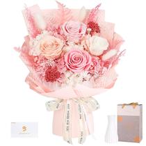 Buquê de Flores Preservadas MAMAMIKO com 4 Rosas Cor-de-Rosa