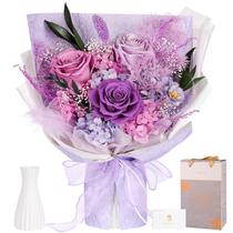 Buquê de flores preservado MAMAMIKO 3 rosas e lavanda