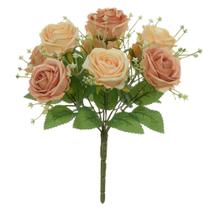 BUQUE DE FLORES ROSA X9 CHA 2 TONS 30cm