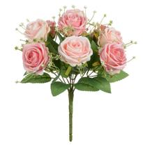 BUQUE DE FLORES ROSA X9 COR ROSA 2 TONS 30cm