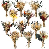 Buquê de flores secas Layhit Mini Wedding feito à mão, pacote com 12