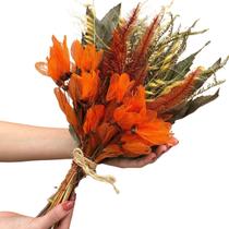 Buquê De Flores Secas Mix Libélula Laranja Rústico Elegante