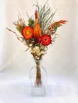 Buquê de flores secas terracota e vaso - Florescência