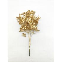 Buquê De Folhas Dourados Brilhantes Enfeites de Natal com 5 Galhos