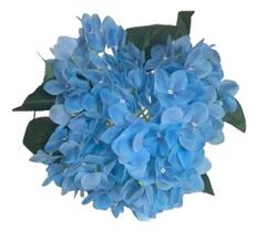 Buquê De Hortência Artif. Arranjo Enfeite Hortênsia Flor Azul Claro