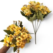 Buquê De Hortênsias Cores Flor Permanente Artificial 28cm Cor:Amarelo