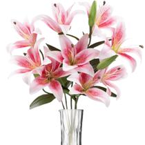 Buquê De Lírio Grande Realista Com Folhas Artificial