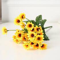 Buquê de Mini Girassol Flor Artificial para Arranjo Permanente 22 Flores