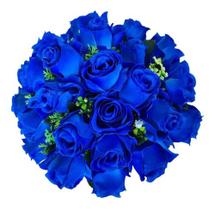 Buquê De Noiva Artificial Casamento Azul Royal Grande - império das flores