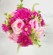 Buquê De Noiva Artificial Romântico Casamento Tons De Rosa - império das flores