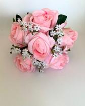 Buquê De Noiva Artificial Rosas E Mosquitinhos - império das flores