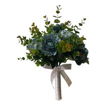 Buquê De Noiva Feito De Flores Artificiais Peonia Azul Laço Buquê De Noiva Feito De Flores Artificiais Peonia Azul Laço