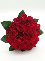 Buquê De Noiva Rústico 30 Mini Rosas Vermelhas