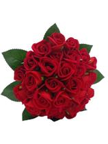 Buquê De Noiva Rústico 30 Mini Rosas Vermelhas - Amor Lindo